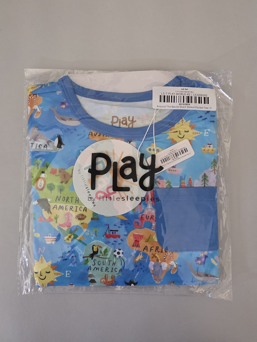 NWT Little Sleepies Around the World Short Sleeve Pocket Tee Size 5